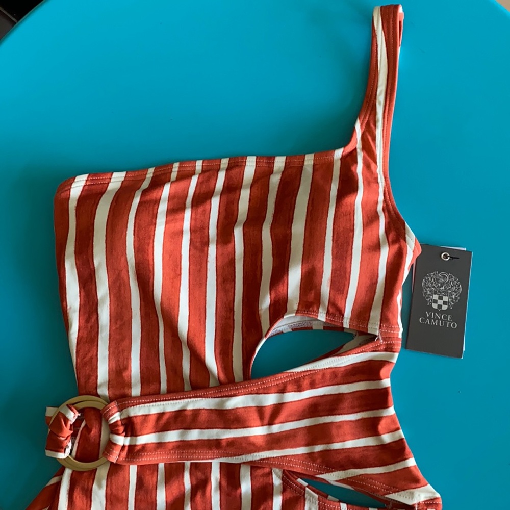 Vince Camuto One Shoulder Wrap One-Piece Swimsuit